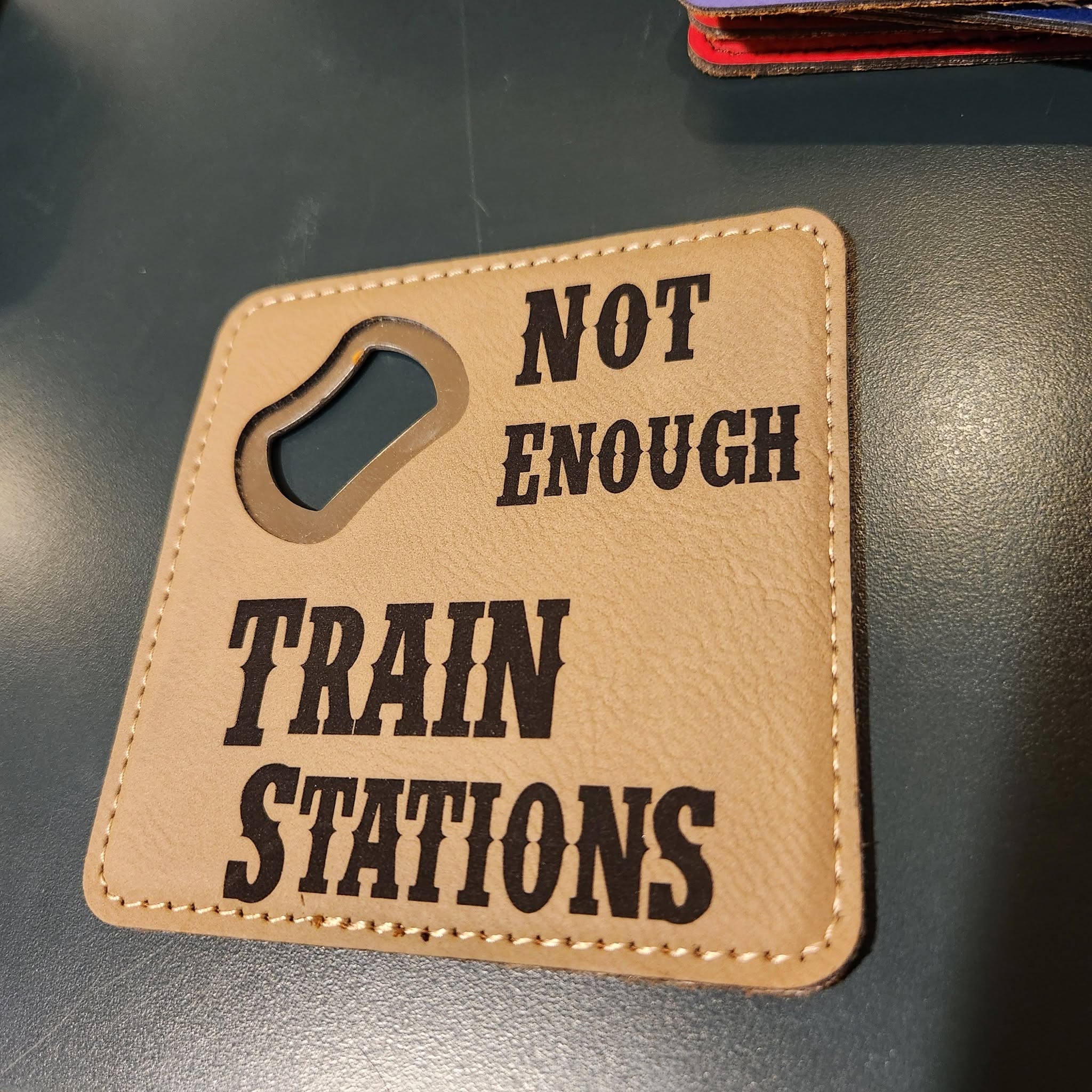 Laser Engraved Leather Coaster with Built-in Bottle Opener – Premium Custom Drink Accessory - Image 4